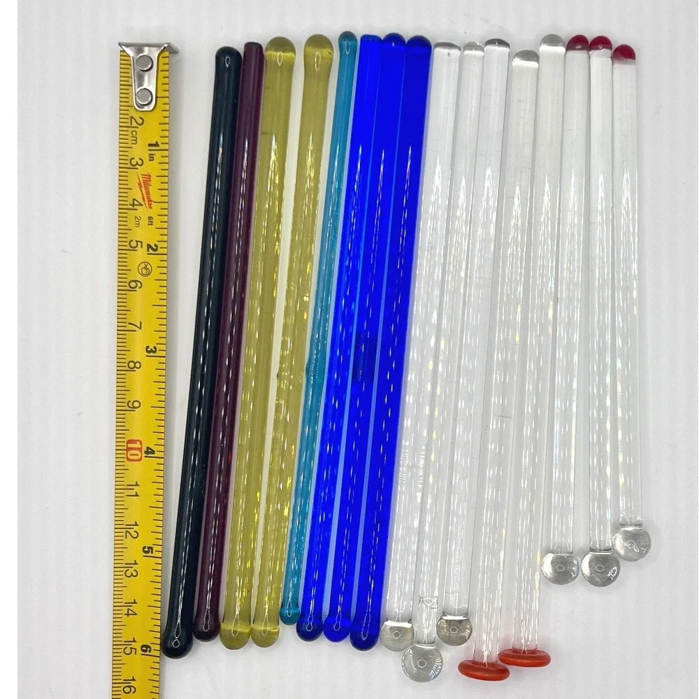 Unbranded Glass Swizzle Sticks 6in Multi Excellent 16pc Vintage Stirrers